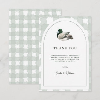 Cartão De Agradecimento Mallard Duck Baby Shower Gender Neutral Green