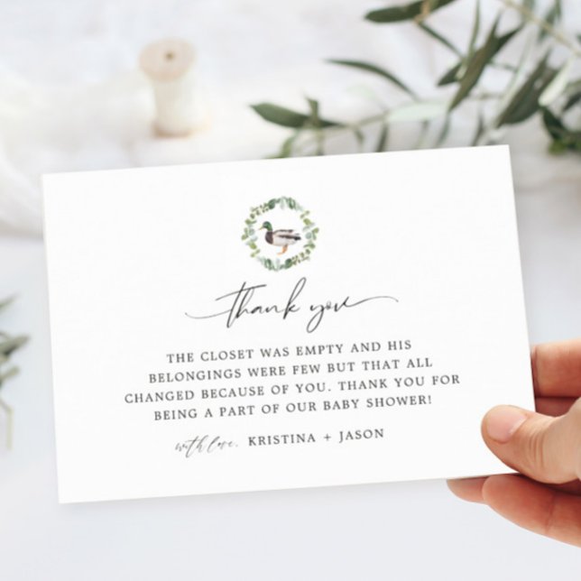 Cartão De Agradecimento Mallard Duck Little Duckling Baby Shower (Criador carregado)