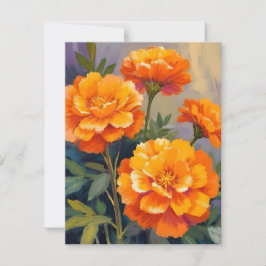 Cartão De Agradecimento Malmequeres Dourados | Flores Florais Aquarela