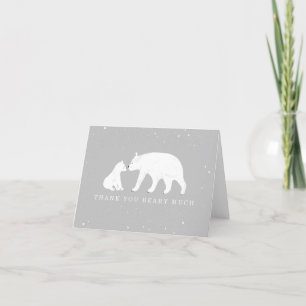 Cartão De Agradecimento Mama Baby Polar Bear Gray Baby Shower Thank You
