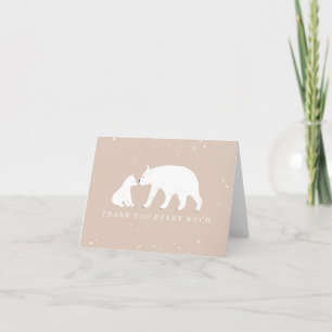Cartão De Agradecimento Mama Baby Polar Bear Pink Baby Shower Thank You