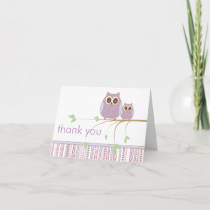 Cartão De Agradecimento Mama Coruja & coruja do bebê no obrigado roxo voc