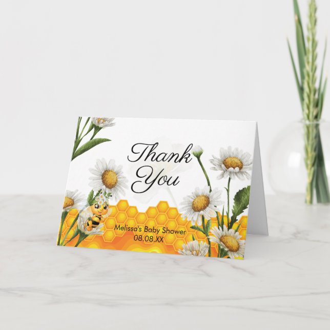 Cartão De Agradecimento Mama To Bee Honeycomb White Daisy Photo (Frente)