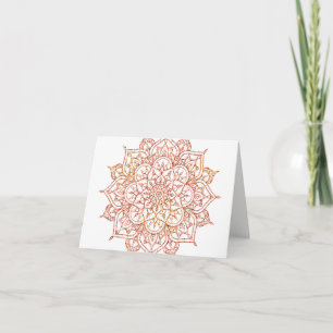 Cartão De Agradecimento Mandala cor-de-rosa & alaranjada no obrigado Glam