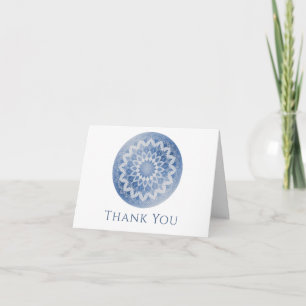 Cartão De Agradecimento Mandala de Renda Azul Casamento
