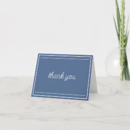 Cartão De Agradecimento Manuscrito Branco e Azul com Dusty Minimalista