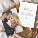 Cartão De Agradecimento Manuscrito De Casamento Obrigado Foto Elegante<br><div class="desc">Manuscrito de casamento Obrigado Cartões que têm uma foto na frente e atrás. Os cartões de agradecimento contêm uma moderna tipografia cursiva escrita branca e com letras negras,  que é elegante,  simples e moderna de usar depois de você comemorar um simples dia de casamento minimalista.</div>