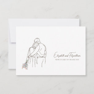 Cartão De Agradecimento Mão de Arte Mínima em Flores Mão