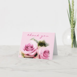 Cartão De Agradecimento Mão de Obrigado Script Rosas em Aquarela Elegantes
