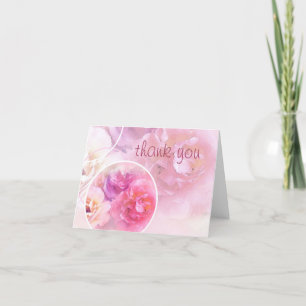 Cartão De Agradecimento Mão de Obrigado Texto de Letra Script Rosas Waterc