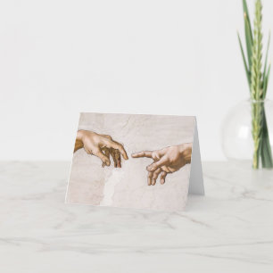 Cartão De Agradecimento Mãos de Deus, Pai e Adão, de Michelangelo