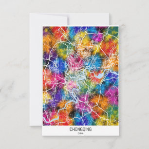 Cartão De Agradecimento Mapa da Cidade da China em Chongqing