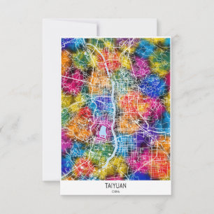 Cartão De Agradecimento Mapa da Cidade da China em Taiyuan