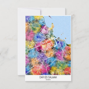 Cartão De Agradecimento Mapa da Cidade de Dar es Salaam na Tanzânia