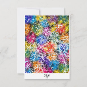 Cartão De Agradecimento Mapa da Cidade de Deli Índia