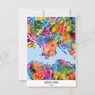 Cartão De Agradecimento Mapa da cidade de Hong Kong China