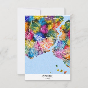 Cartão De Agradecimento Mapa da Cidade de Istambul Türkiye