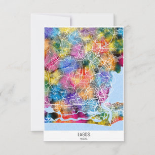 Cartão De Agradecimento Mapa da Cidade de Lagos na Nigéria