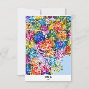 Cartão De Agradecimento Mapa da Cidade de Tianjin China