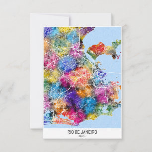 Cartão De Agradecimento Mapa da Cidade do Brasil do Rio de Janeiro