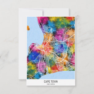 Cartão De Agradecimento Mapa da Cidade do Cabo África do Sul