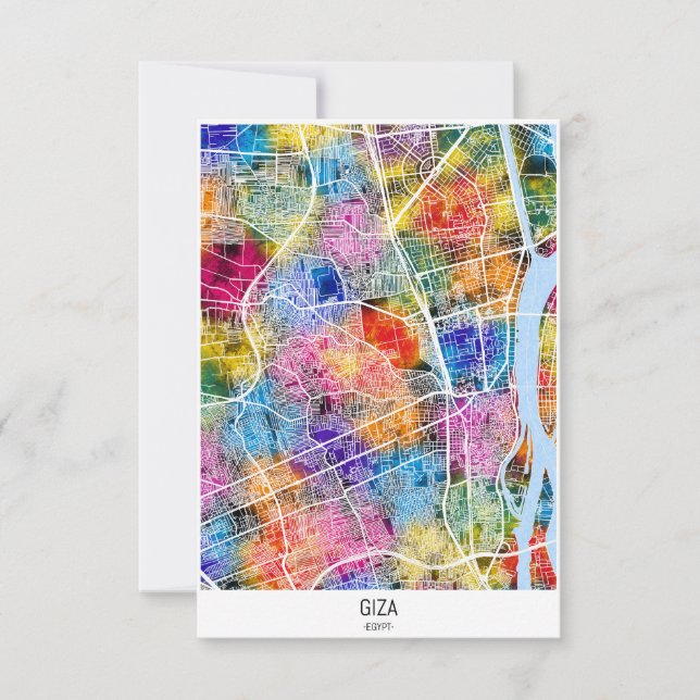 Cartão De Agradecimento Mapa da Cidade do Egito (Frente)