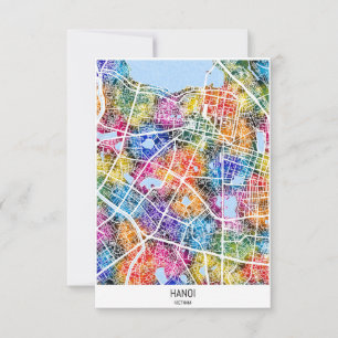 Cartão De Agradecimento Mapa da Cidade do Vietnã de Hanói