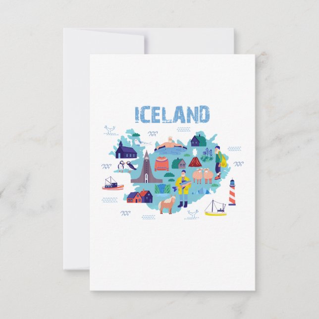 Cartão De Agradecimento Mapa da Islândia (Frente)