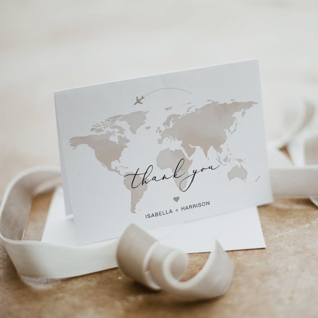 Cartão De Agradecimento Mapa de Beige de Aventura de Viagem de Destino CAR (Criador carregado)