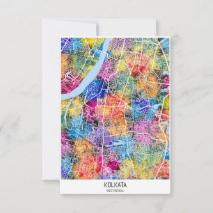 Cartão De Agradecimento Mapa de Calcutá em Bengala Ocidental