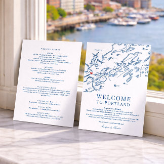 Cartão De Agradecimento Mapa de Portland Maine Casamento Boas-Vindas Itine