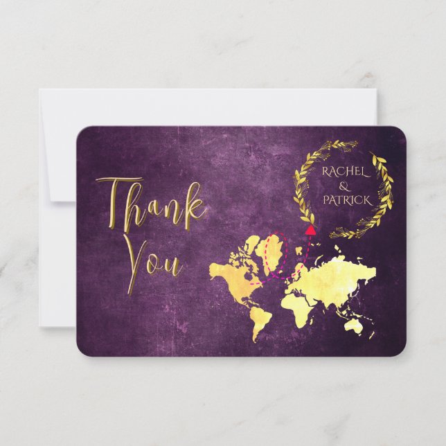 Cartão De Agradecimento Mapa Personalizado da Jornada do Amor Casamento (Frente)