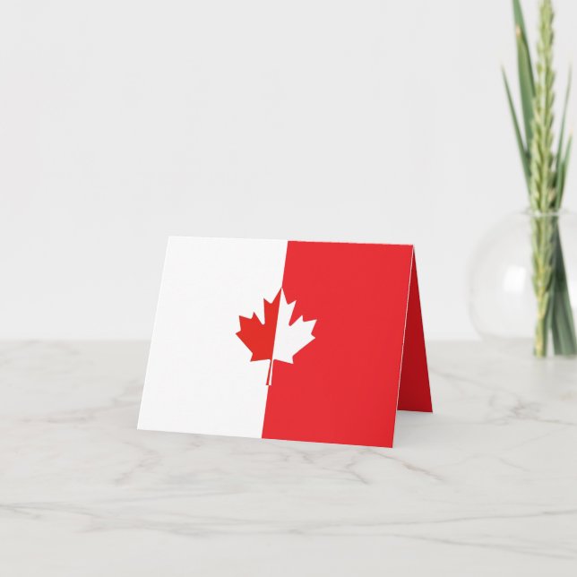 Cartão De Agradecimento Mapas de folhas, vermelho e branco, no Canadá (Frente)
