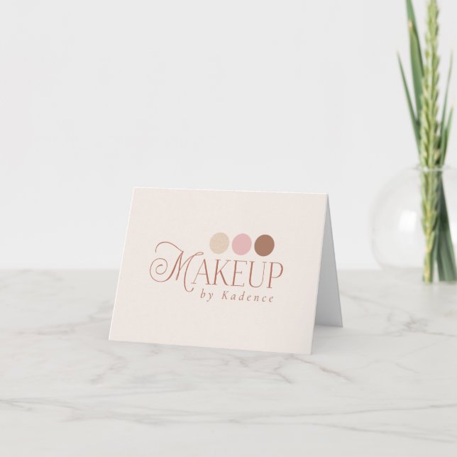 Cartão De Agradecimento Maquiador com Marca Personalizada (Frente)