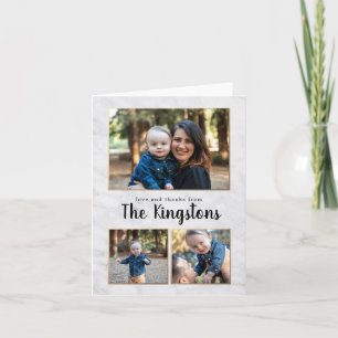 Cartão De Agradecimento Marble e Dourada Colagem de Fotografias Obrigado C