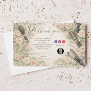 Cartão De Agradecimento Marca de Estilista de Cabelo com Aquarela Floral
