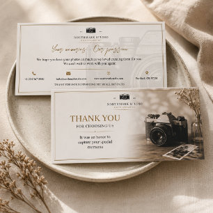 Cartão De Agradecimento Marca de Fotografia Vintage Estúdio Elegante