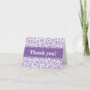 Cartão De Agradecimento Marco 35 Padrão de Número Aleatório Roxo/Branco