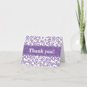 Cartão De Agradecimento Marco 50 Padrão de Número Aleatório Roxo/Branco