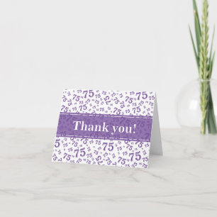 Cartão De Agradecimento Marco 75 Padrão de Número Aleatório Roxo/Branco