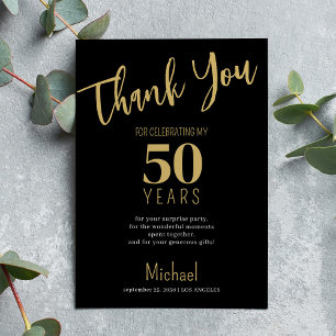 Cartão De Agradecimento Marco de tipografia moderna de ouro preto para ani