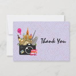 Cartão De Agradecimento Marco europeu com câmera Obrigado