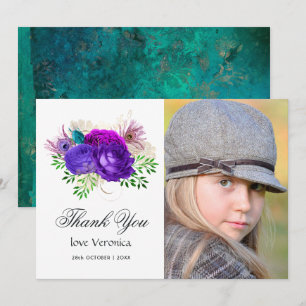 Cartão De Agradecimento Mardi Gras Watercolor Floral Quinceañera T