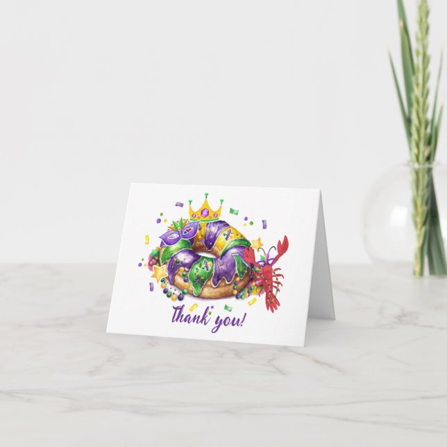 Cartão De Agradecimento Mardi Grass Queen Girl Folded Thank You Card (Frente)