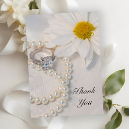 Cartão De Agradecimento Margarida Branca Elegante Casamento Flat Obrigado