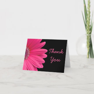 Cartão De Agradecimento Margarida Gerbera Rosa Quente (Gerber) Preto Obrig