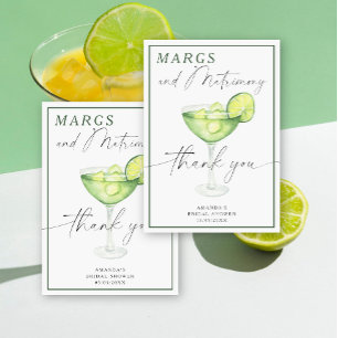 Cartão De Agradecimento Margarita Aquarela Obrigada Chá de noiva 