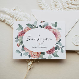 Cartão De Agradecimento MARGOT Rustic Dusty Rosa Blush Floral Bohemian