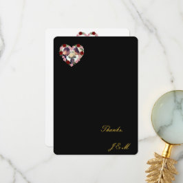 Cartão De Agradecimento mariage noire avec un cœur rose 