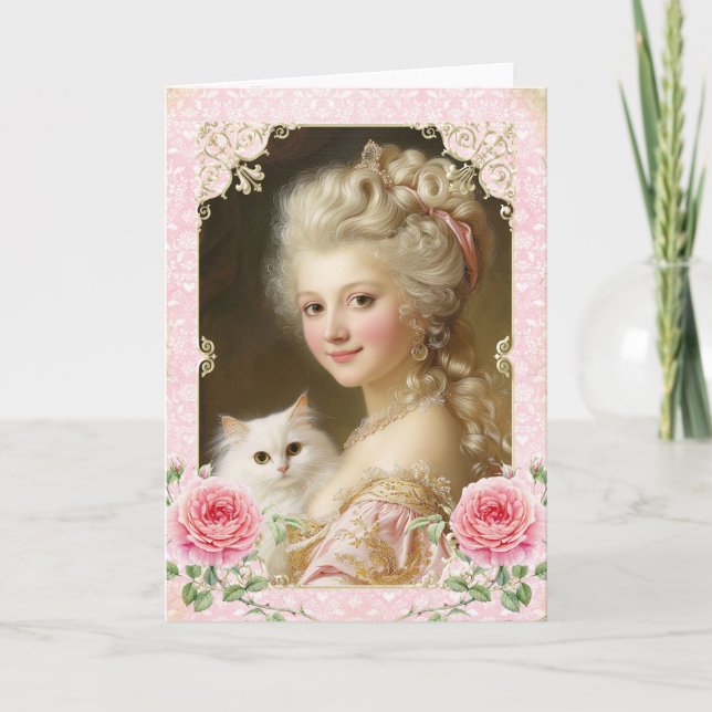 Cartão De Agradecimento Marie Antoinette,French,Paris,cat,portrait,カード (Frente)